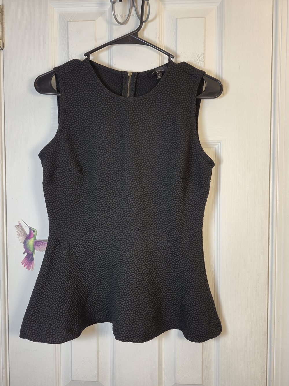 The Limited Black Textured Peplum Top Sleeveless Zip Back Workwear Blouse Small
